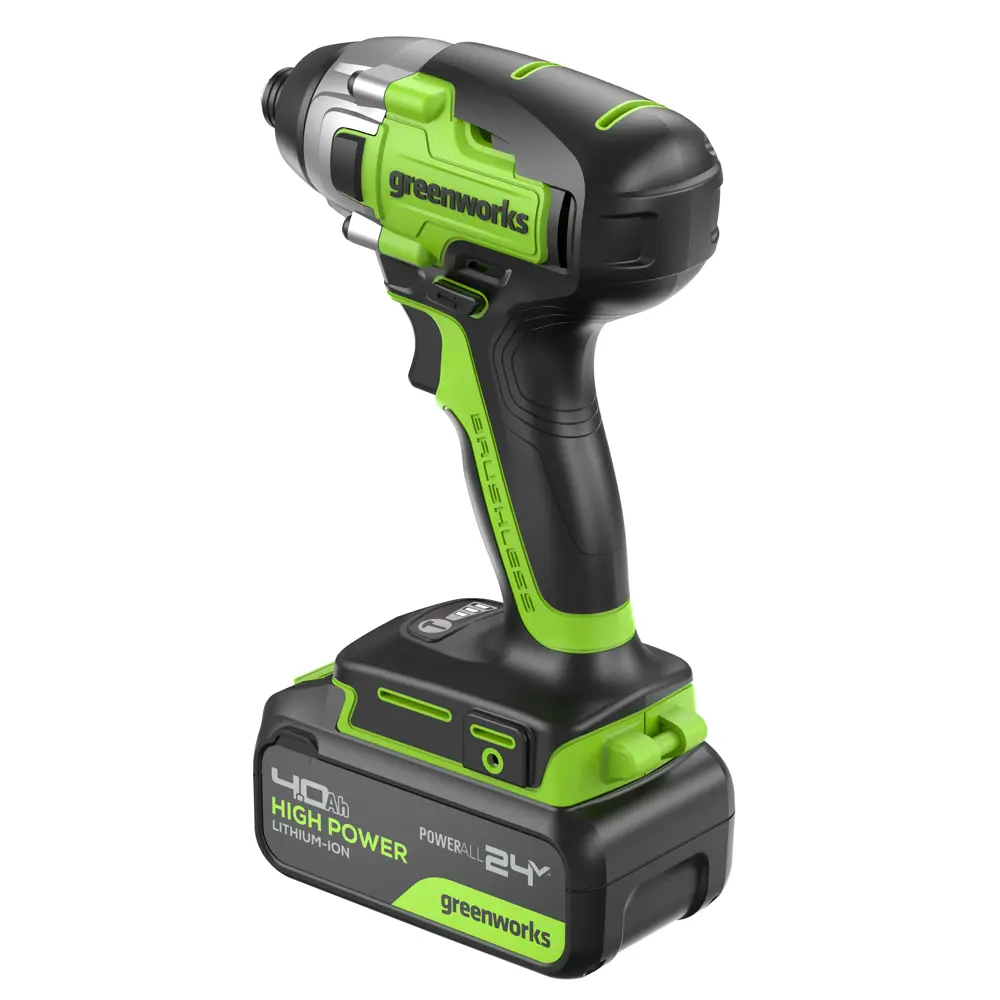 Фото 5 Винтоверт ударный аккумуляторный бесщеточный Greenworks GD24ID, 24 В Li-Ion 1x4 Ач