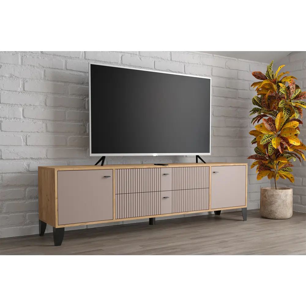 Фото 3 Тумба под телевизор Тэкс Парус-10 180.2х53х40 см ЛДСП цвет дуб крафт золотой/карбон латте Фото 3 Тумба под телевизор Тэкс Парус-10 180.2х53х40 см ЛДСП цвет дуб крафт золотой/карбон латте