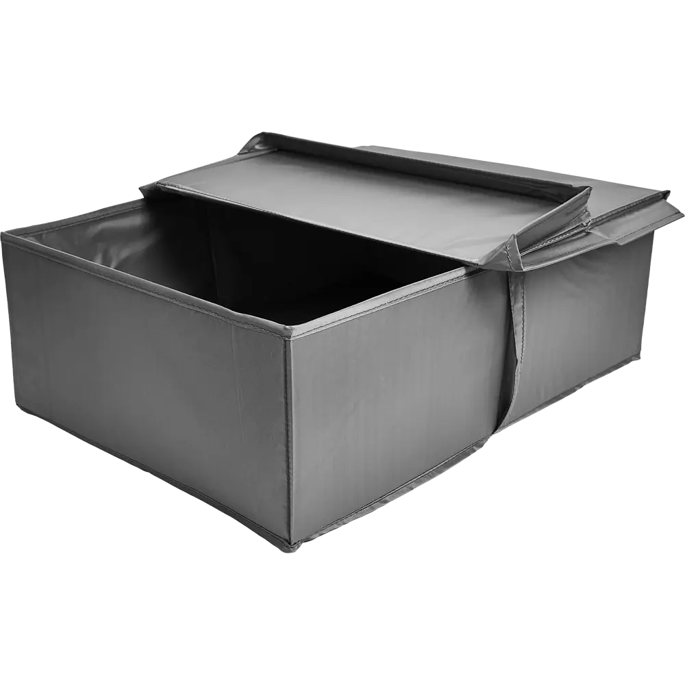 Фото 4 Короб для хранения с крышкой 55x18x39 см полиэстер цвет серый Фото 4 Короб для хранения с крышкой 55x18x39 см полиэстер цвет серый