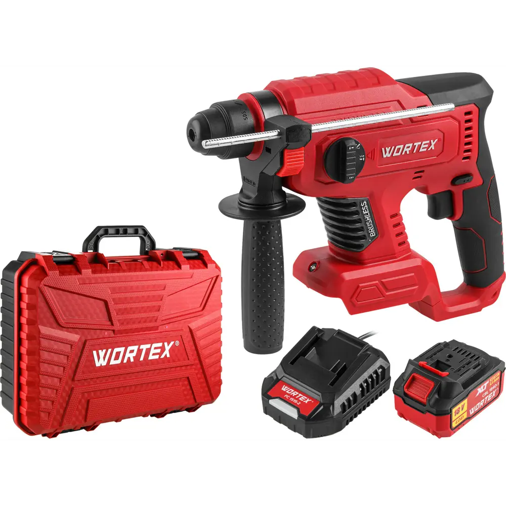 Фото Перфоратор аккумуляторный бесщеточный SDS Plus Wortex CRH 1820-2 XLT Set, 18 В Li-Ion 1x4 Ач, 2.2 Дж Фото Перфоратор аккумуляторный бесщеточный SDS Plus Wortex CRH 1820-2 XLT Set, 18 В Li-Ion 1x4 Ач, 2.2 Дж
