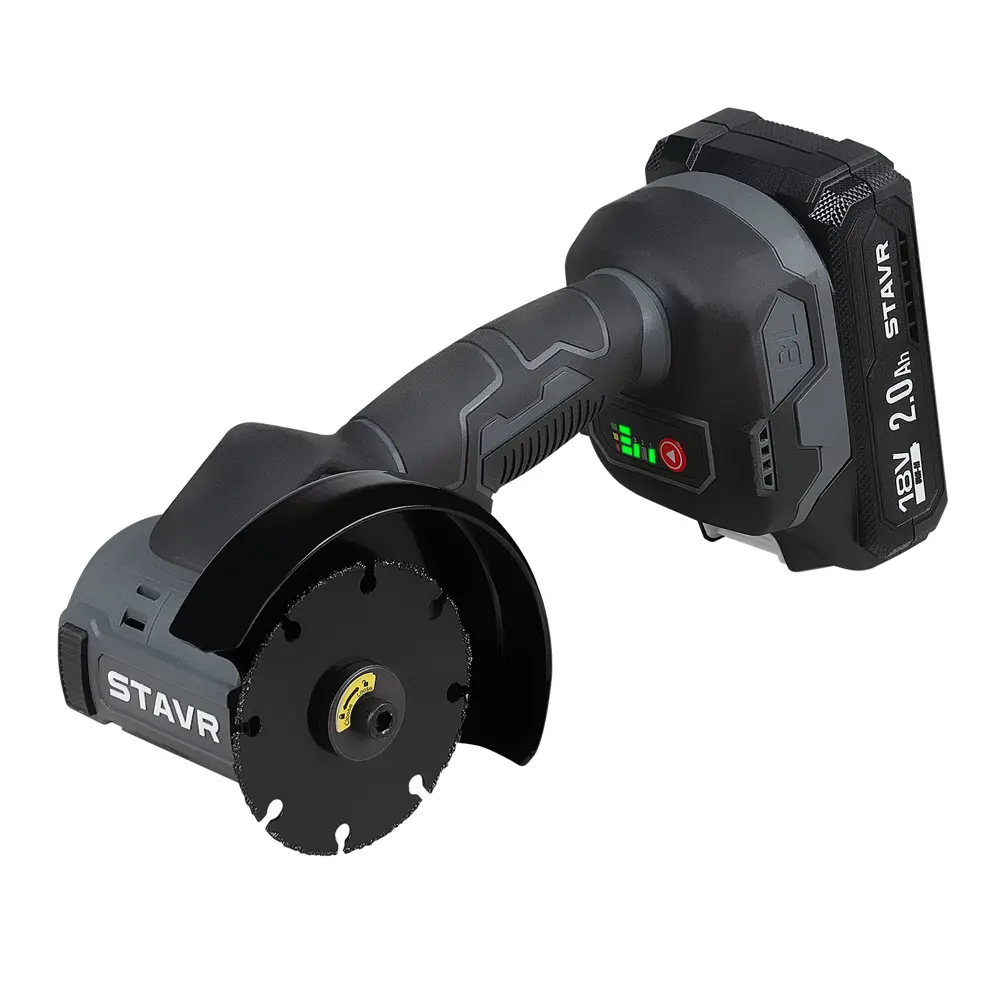 Фото 2 УШМ аккумуляторная бесщеточная Stavr SAG 18BL-76V-1, 18 В Li-Ion 1x2 Ач, 105 мм
