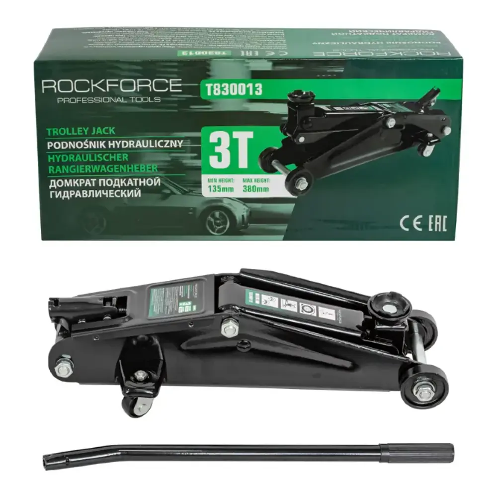 Фото Домкрат подкатной гидравлический Rockforce RF-T830013 до 3 т, 135-380 мм