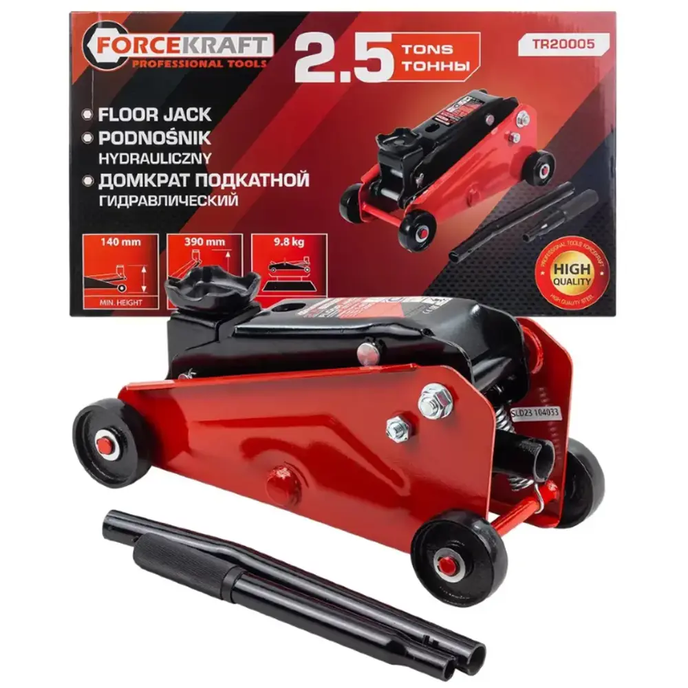 Фото Домкрат подкатной гидравлический Forcekraft FK-TR20005 до 2.5 т, 140-390 мм Фото Домкрат подкатной гидравлический Forcekraft FK-TR20005 до 2.5 т, 140-390 мм