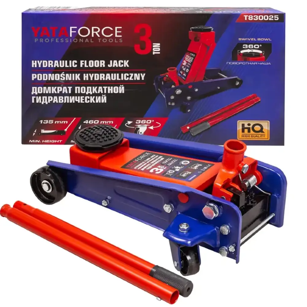 Фото Домкрат подкатной гидравлический Yataforce YF-T830025 до 3 т, 135-460 мм