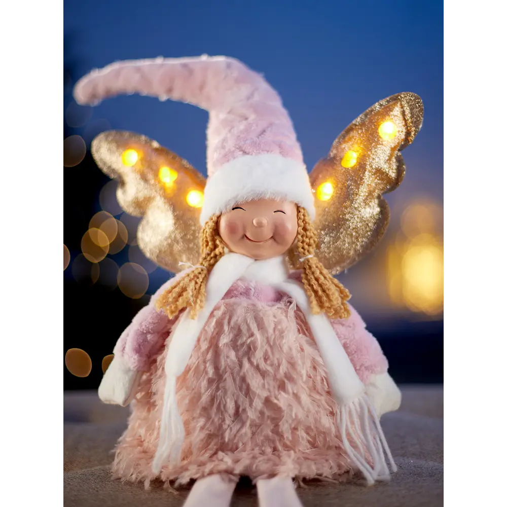 Фото 3 Электрическая светящаяся фигура Luazon Lighting 10874082 Кукла в розовом 70 см теплый белый