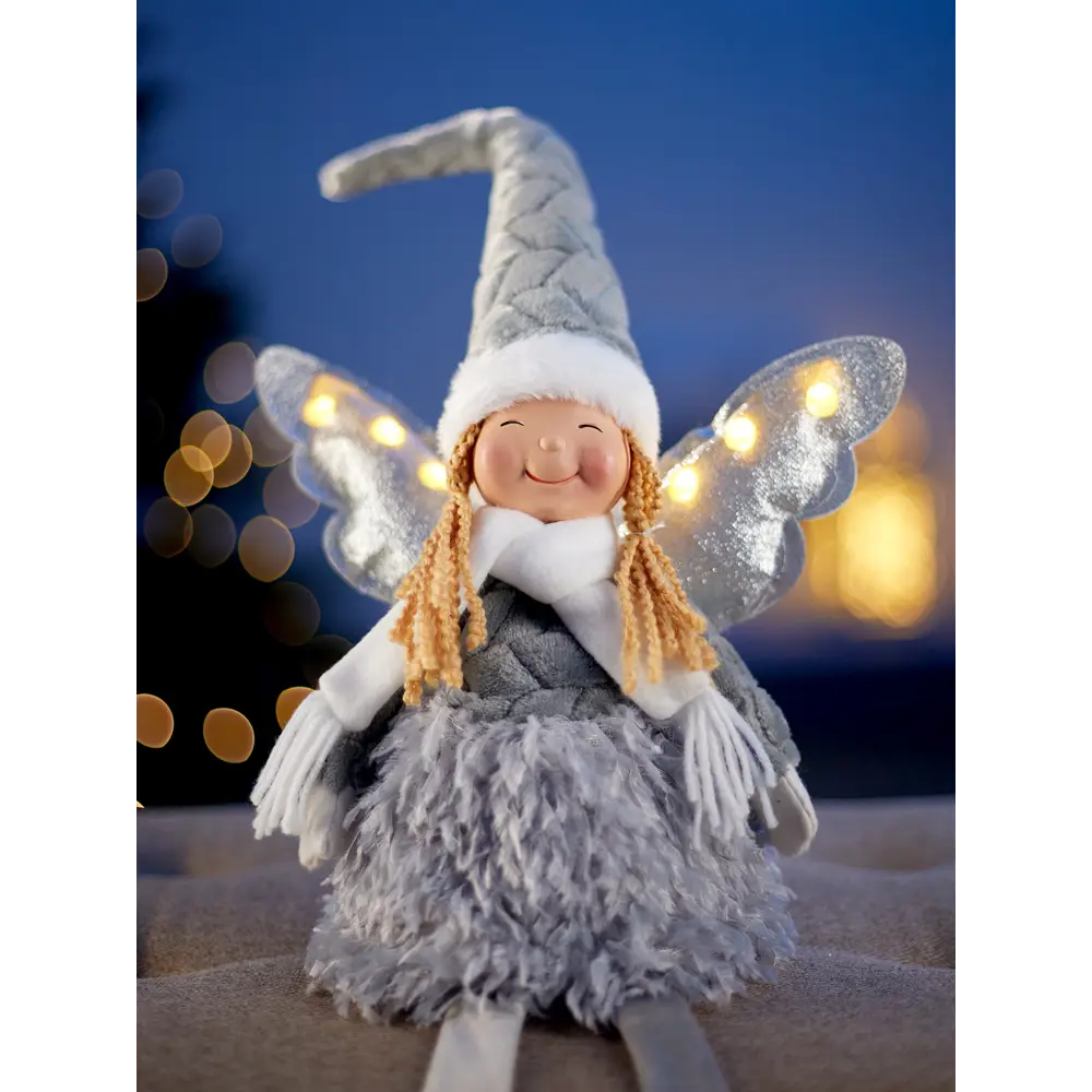 Фото 3 Электрическая светящаяся фигура Luazon Lighting 10874083 Кукла в сером 70 см теплый белый