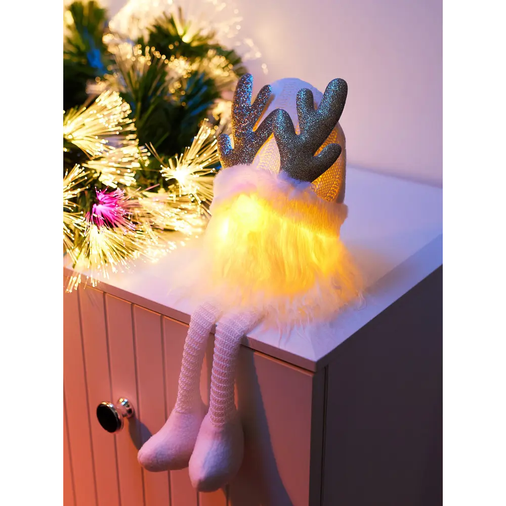 Фото Электрическая светящаяся фигура Luazon Lighting 10874035 Гном белая шапочка 33 см теплый белый