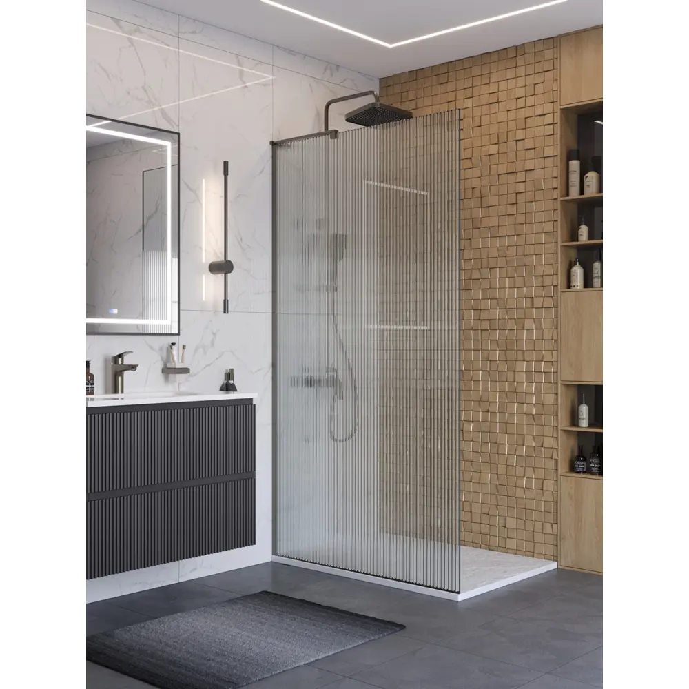 Фото 2 Душевая перегородка Belbagno UNO-L-1-TB-100-FL-GM 100x200см никелированный профиль