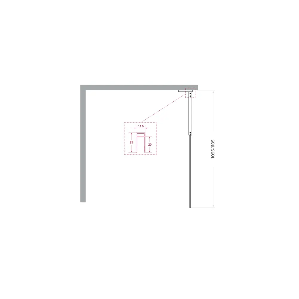 Фото 6 Душевая перегородка Belbagno UNO-L-1-TB-110-GR-GM 110x200см никелированный профиль