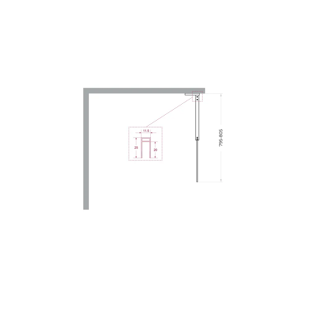 Фото 5 Душевая перегородка Belbagno UNO-L-1-TB-80-C-GM 80x200см никелированный профиль