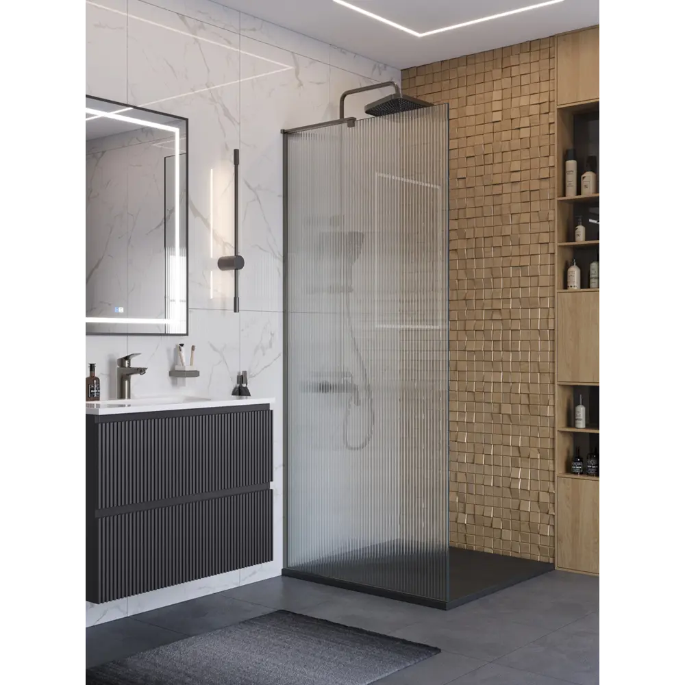 Фото 2 Душевая перегородка Belbagno UNO-L-1-TB-90-FL-GM 90x200см никелированный профиль Фото 2 Душевая перегородка Belbagno UNO-L-1-TB-90-FL-GM 90x200см никелированный профиль