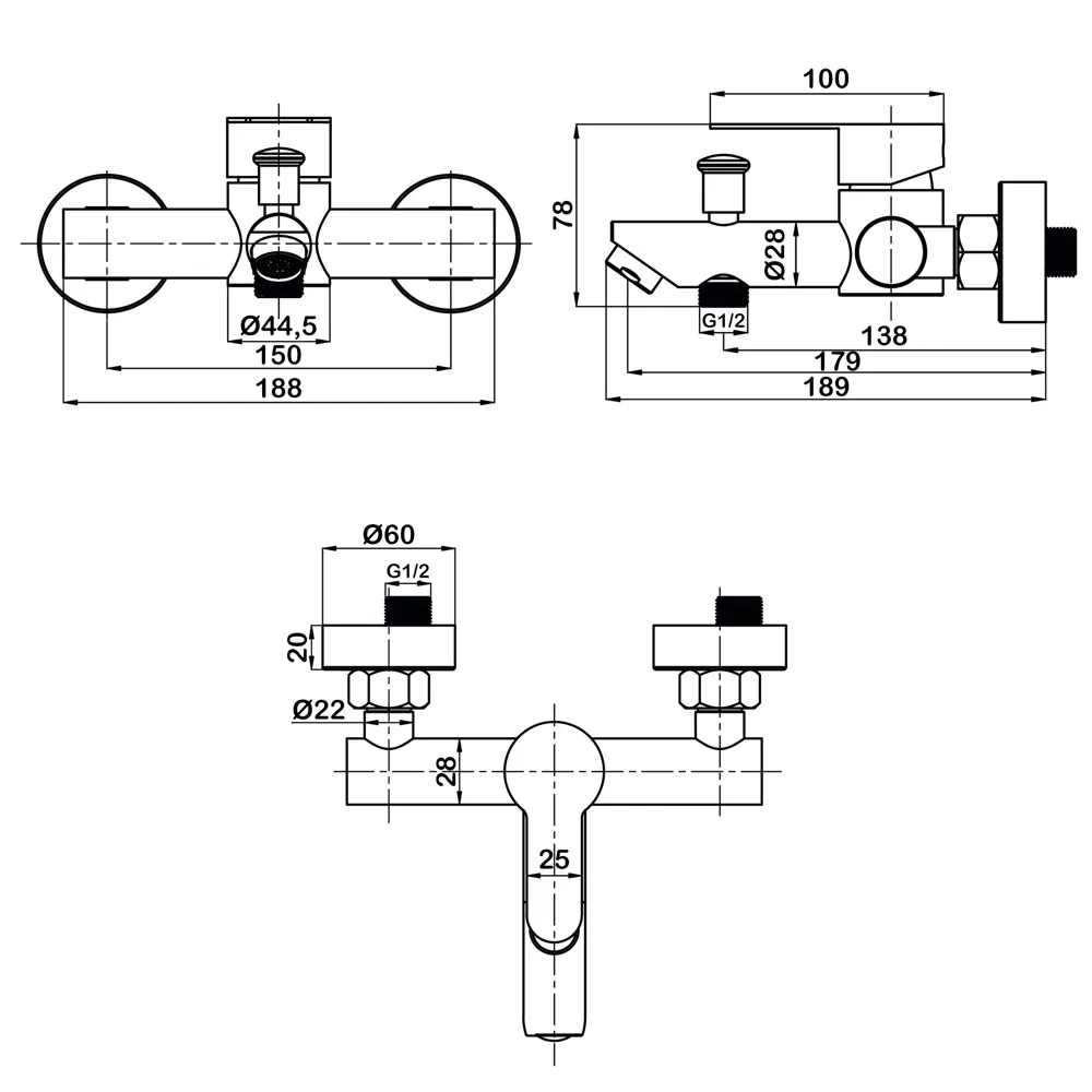Фото 2 Смеситель для ванны Latuno L11303B цвет черный