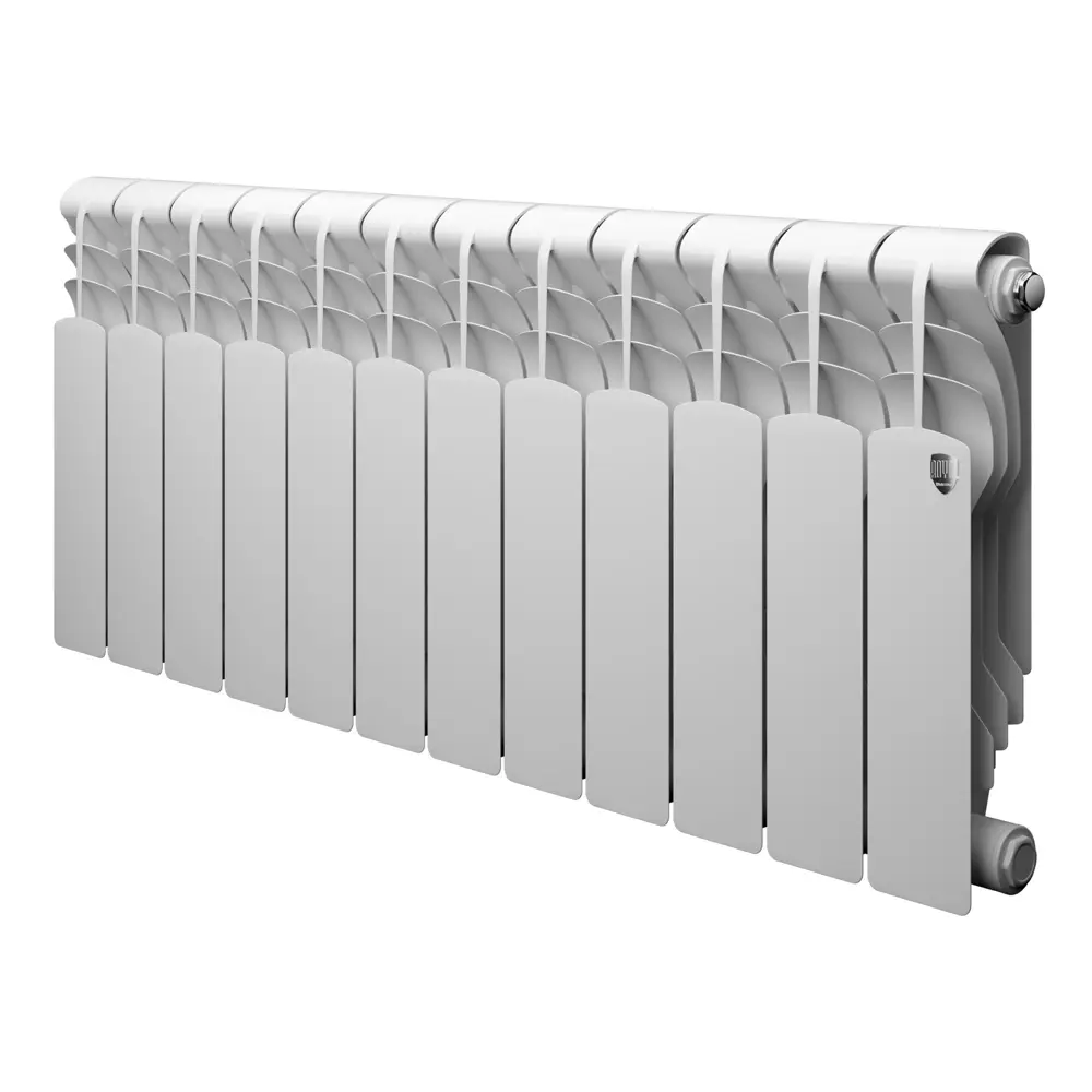Фото Радиатор секционный Royal thermo Revolution 350/80 12 секций боковое подключение биметалл цвет белый без кроншейнов