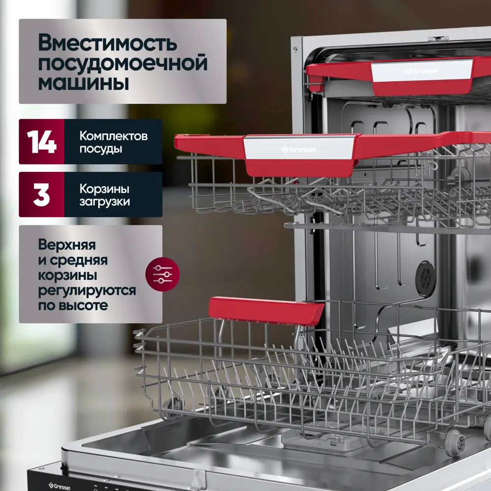 Фото 4 Встраиваемая посудомоечная машина Gressel UBB602 59.8 см 6 программ цвет черный Фото 4 Встраиваемая посудомоечная машина Gressel UBB602 59.8 см 6 программ цвет черный