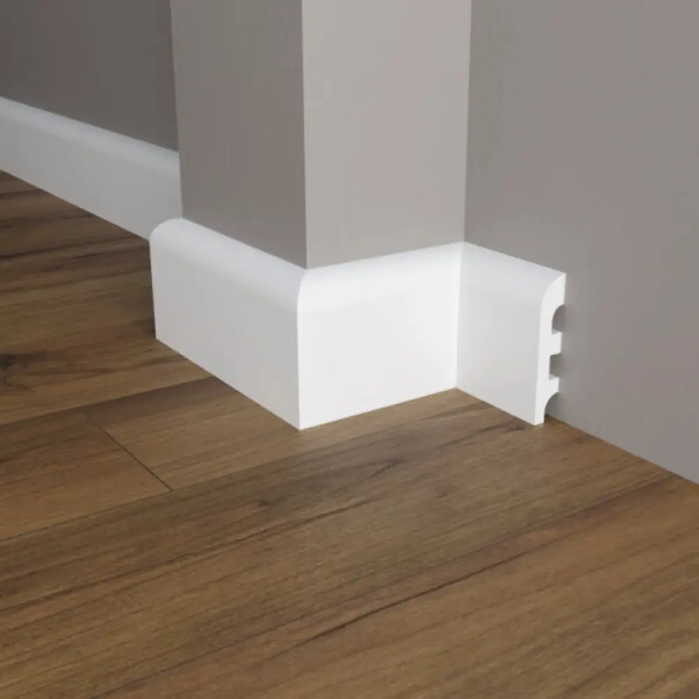 Фото 2 Плинтус напольный Perfect Plus P9941 100x21x2000 мм ударопрочный белый под покраску Фото 2 Плинтус напольный Perfect Plus P9941 100x21x2000 мм ударопрочный белый под покраску