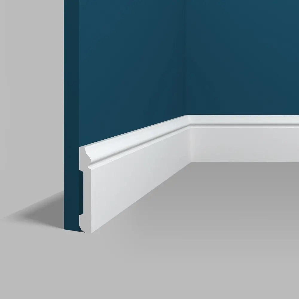 Фото Плинтус напольный Perfect Plus P9918 80x13x2000 мм ударопрочный белый под покраску Фото Плинтус напольный Perfect Plus P9918 80x13x2000 мм ударопрочный белый под покраску