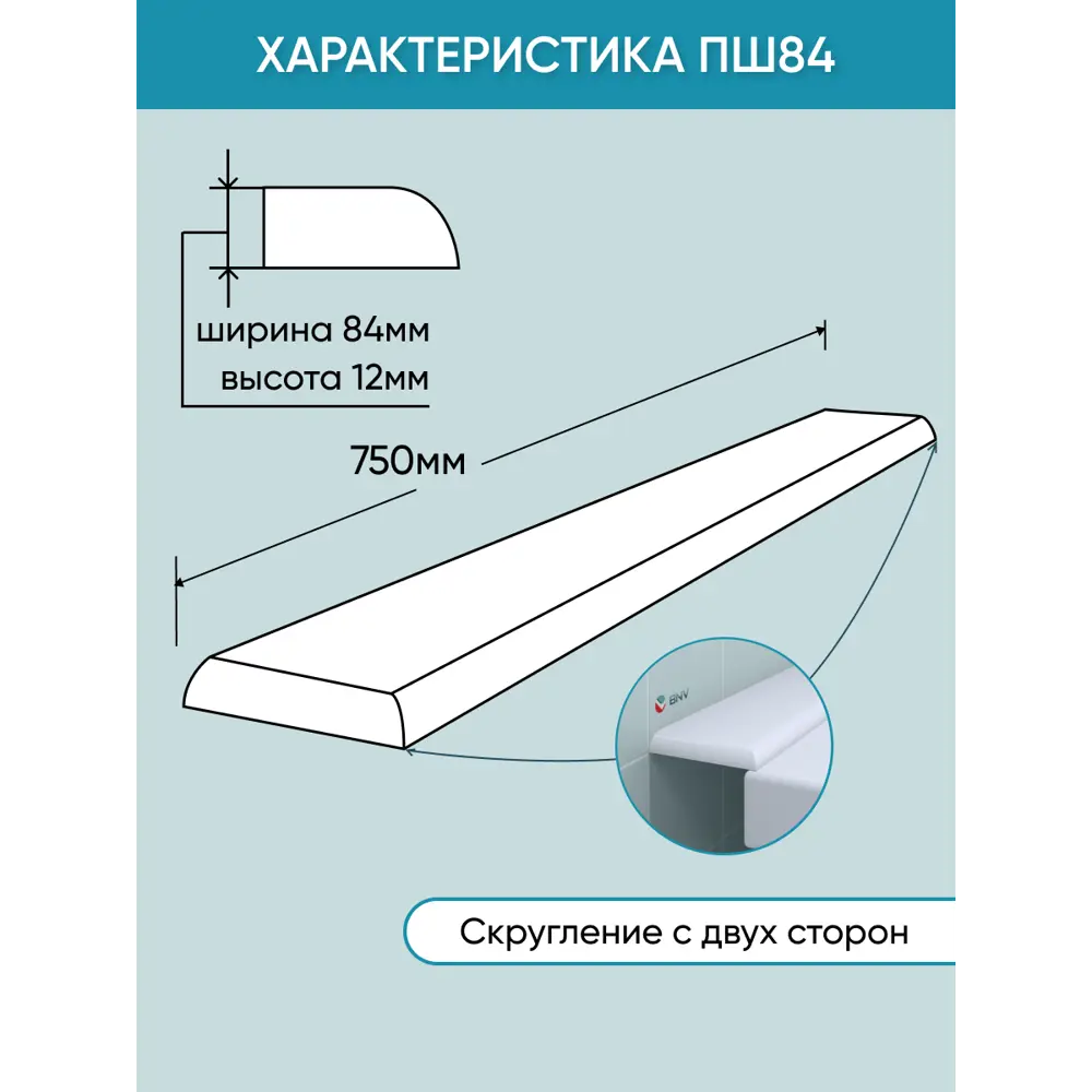 Фото 3 Бордюр акриловый для ванны BNV ПШ84 75 см универсальный