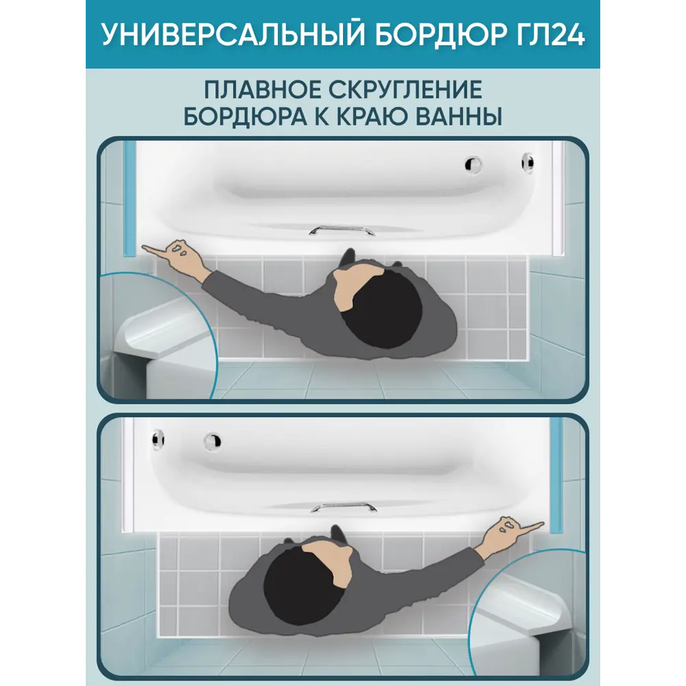 Фото 4 Бордюр акриловый для ванны BNV ГЛ24 75 см универсальный Фото 4 Бордюр акриловый для ванны BNV ГЛ24 75 см универсальный