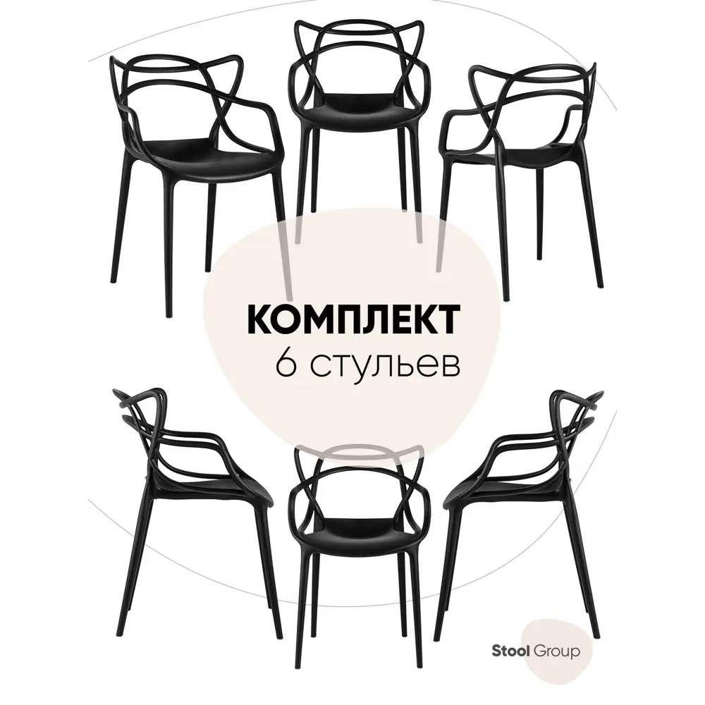 Фото Стул Stool group Masters 40x82.5x54 см пластик цвет черный 6 шт. Фото Стул Stool group Masters 40x82.5x54 см пластик цвет черный 6 шт.