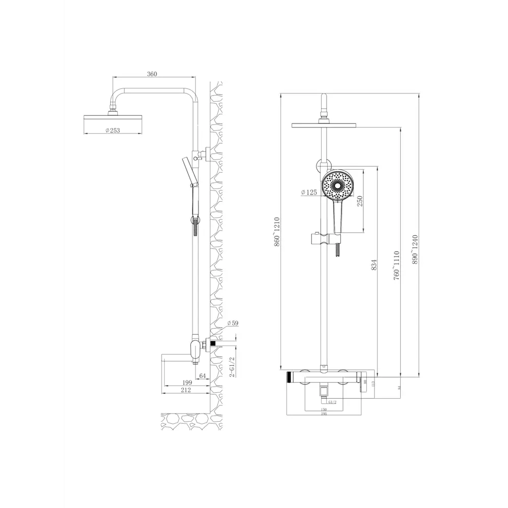 Фото 2 Душевая система Agger Sweet A2793355 4 режимная цвет оружейная сталь Фото 2 Душевая система Agger Sweet A2793355 4 режимная цвет оружейная сталь