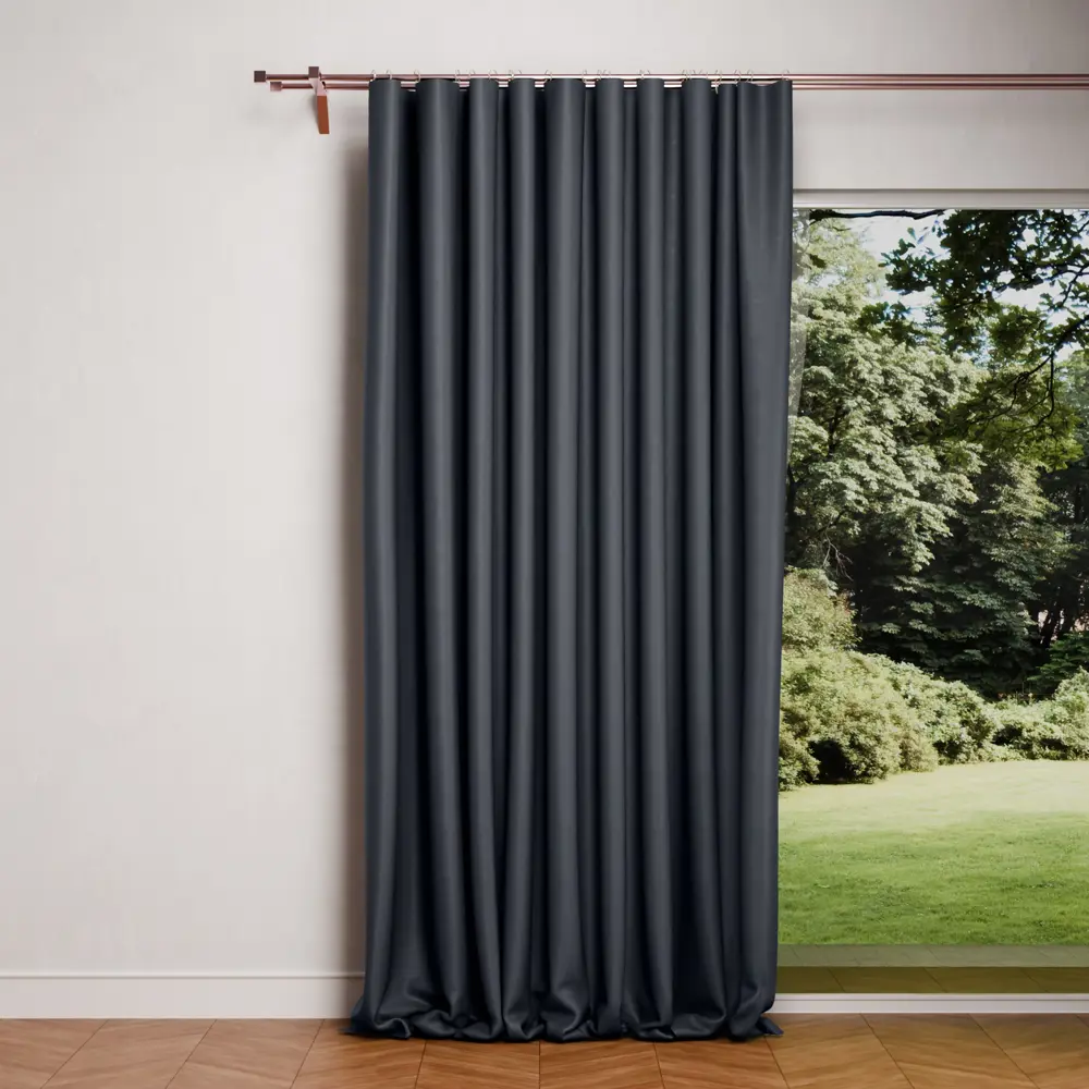 Фото 2 Комплект штор на ленте Виолетта 160x280 см цвет темно-серый Фото 2 Комплект штор на ленте Виолетта 160x280 см цвет темно-серый