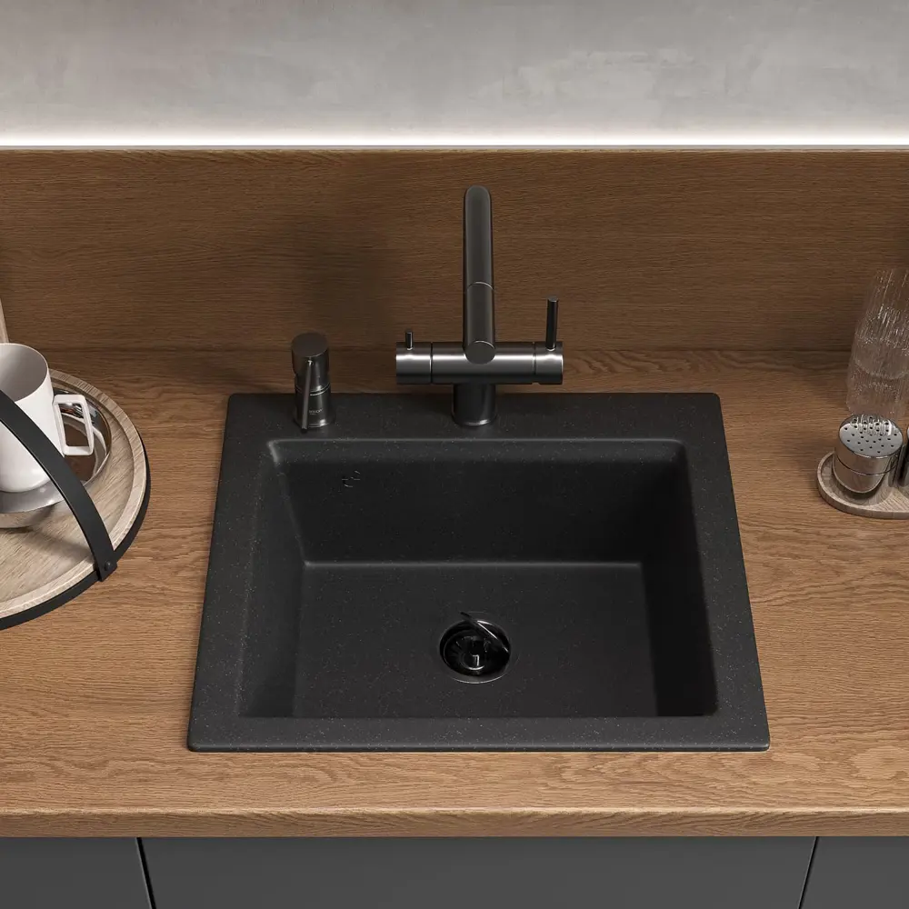 Фото 5 Мойка для кухни Reflexion Mini RX1150СL уголь 50х46 см Фото 5 Мойка для кухни Reflexion Mini RX1150СL уголь 50х46 см