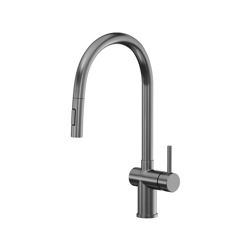 Фото Смеситель Reflexion Lago RX9904BL для кухни с вытяжным изливом оружейная сталь