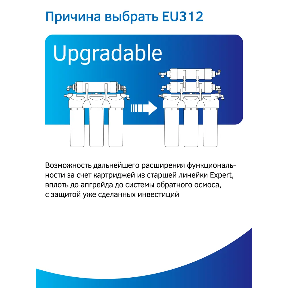 Фото 9 Фильтр под мойку Prio EU312 для любого типа воды 5 ступеней быстросъёмный кран в комплекте Фото 9 Фильтр под мойку Prio EU312 для любого типа воды 5 ступеней быстросъёмный кран в комплекте