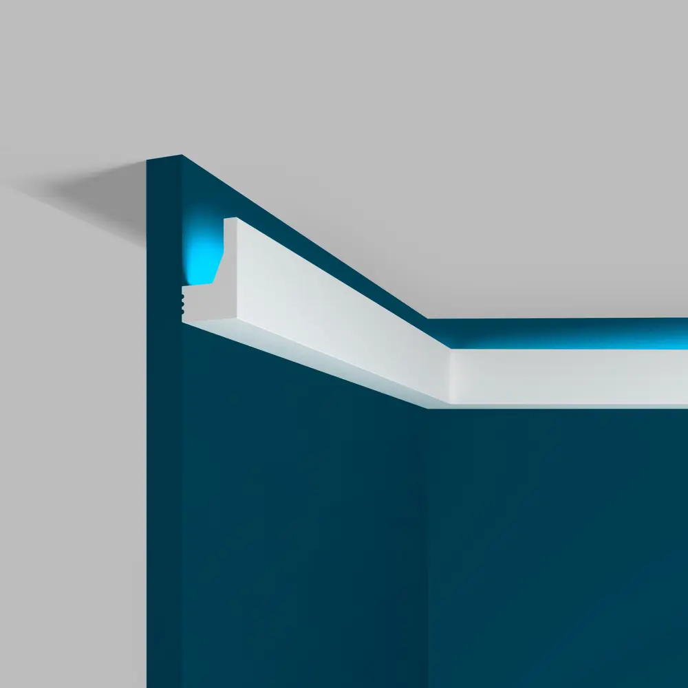 Фото Плинтус потолочный Perfect plus P9987 на потолок полиуретан белый 2000x25x40 мм Фото Плинтус потолочный Perfect plus P9987 на потолок полиуретан белый 2000x25x40 мм