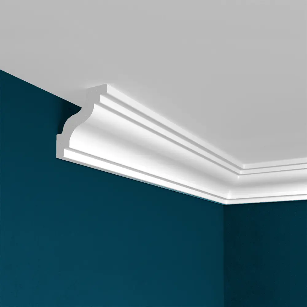 Фото Плинтус потолочный Perfect plus P9928 на потолок полимер белый 2000x41x40 мм