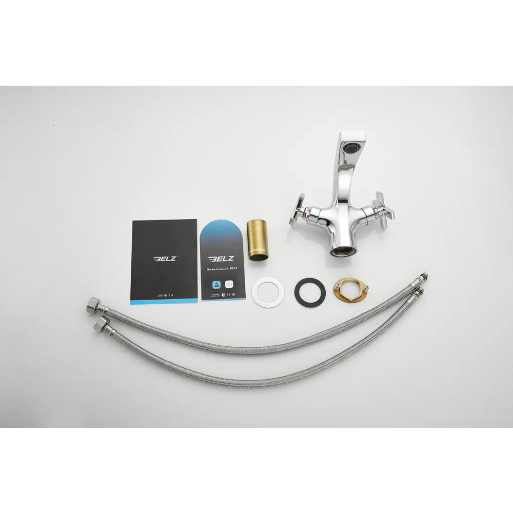 Фото 4 Смеситель для раковины Belz B10832 двухвентильный хром