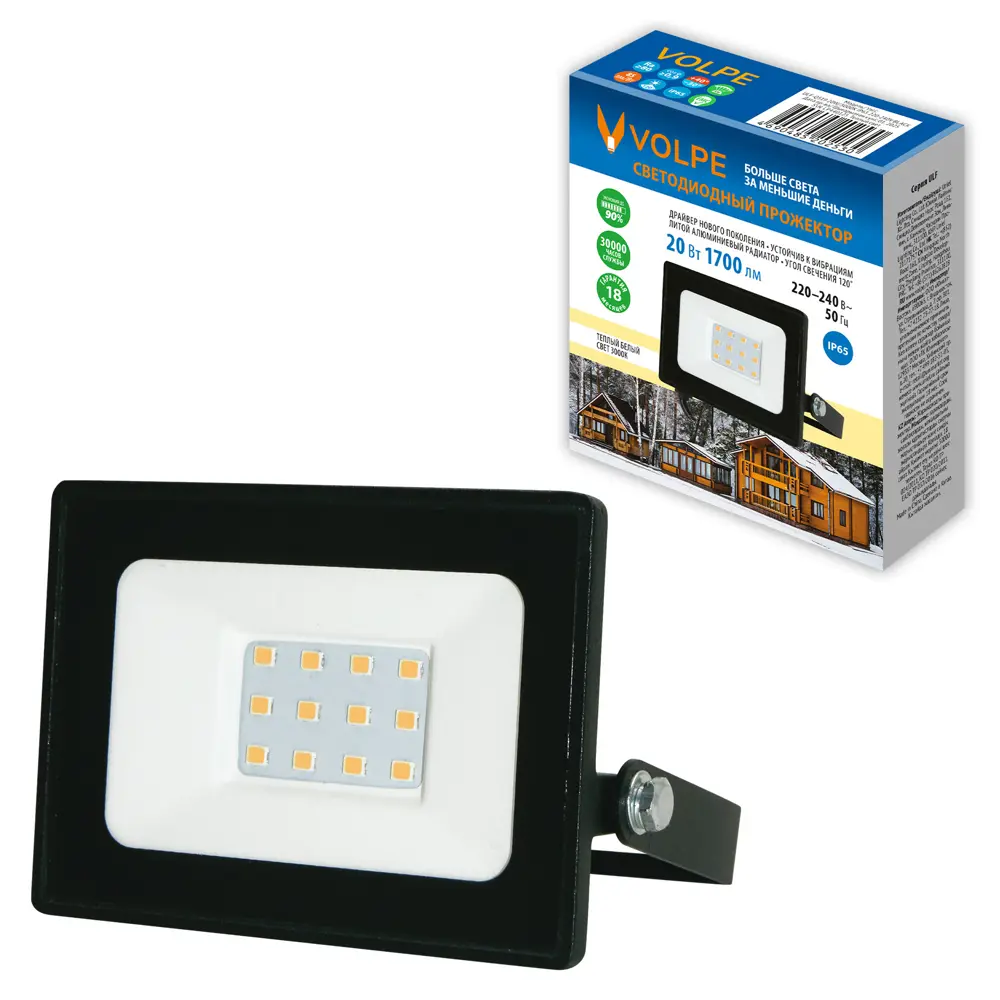 Фото 6 Прожектор светодиодный уличный Volpe 20 Вт IP65 теплый белый свет Фото 6 Прожектор светодиодный уличный Volpe 20 Вт IP65 теплый белый свет