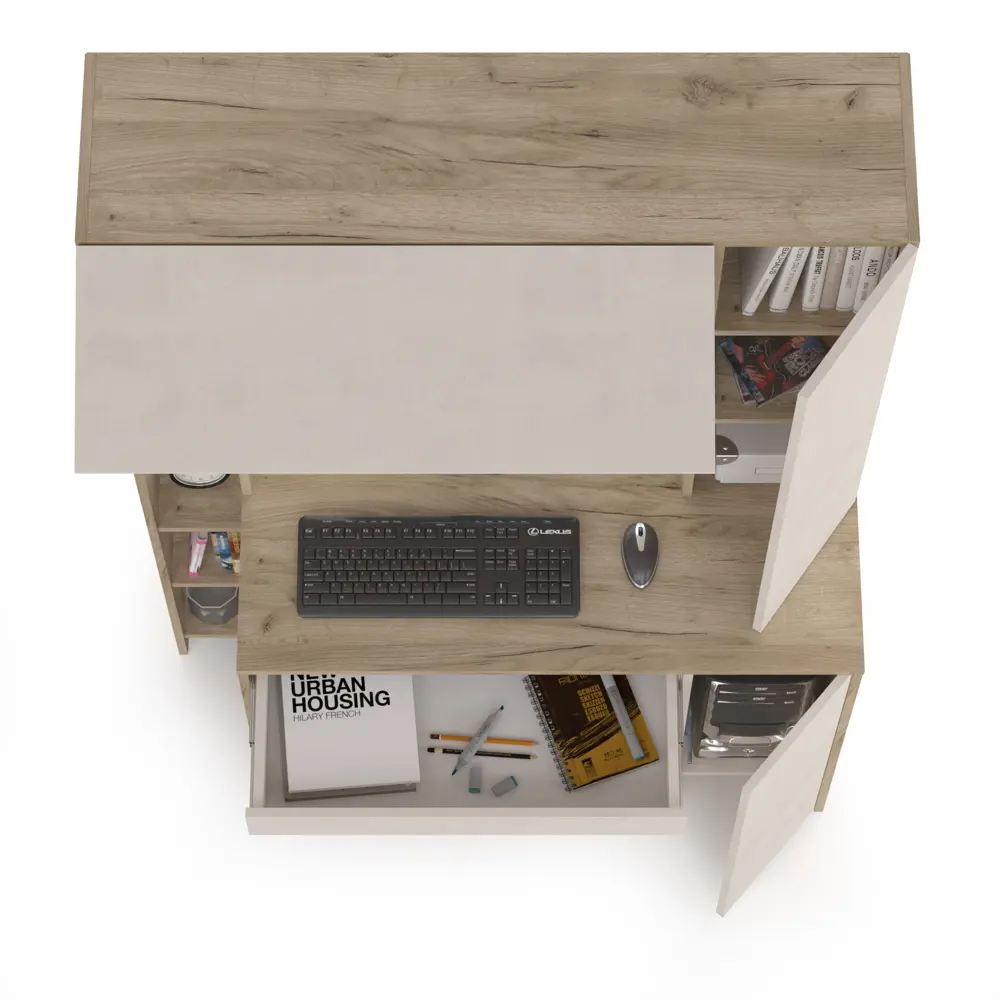 Фото 4 Стол компьютерный Mobi Комфорт 12.71 117x165x60 см ЛДСП цвет дуб крафт серый/шёлковый камень Фото 4 Стол компьютерный Mobi Комфорт 12.71 117x165x60 см ЛДСП цвет дуб крафт серый/шёлковый камень