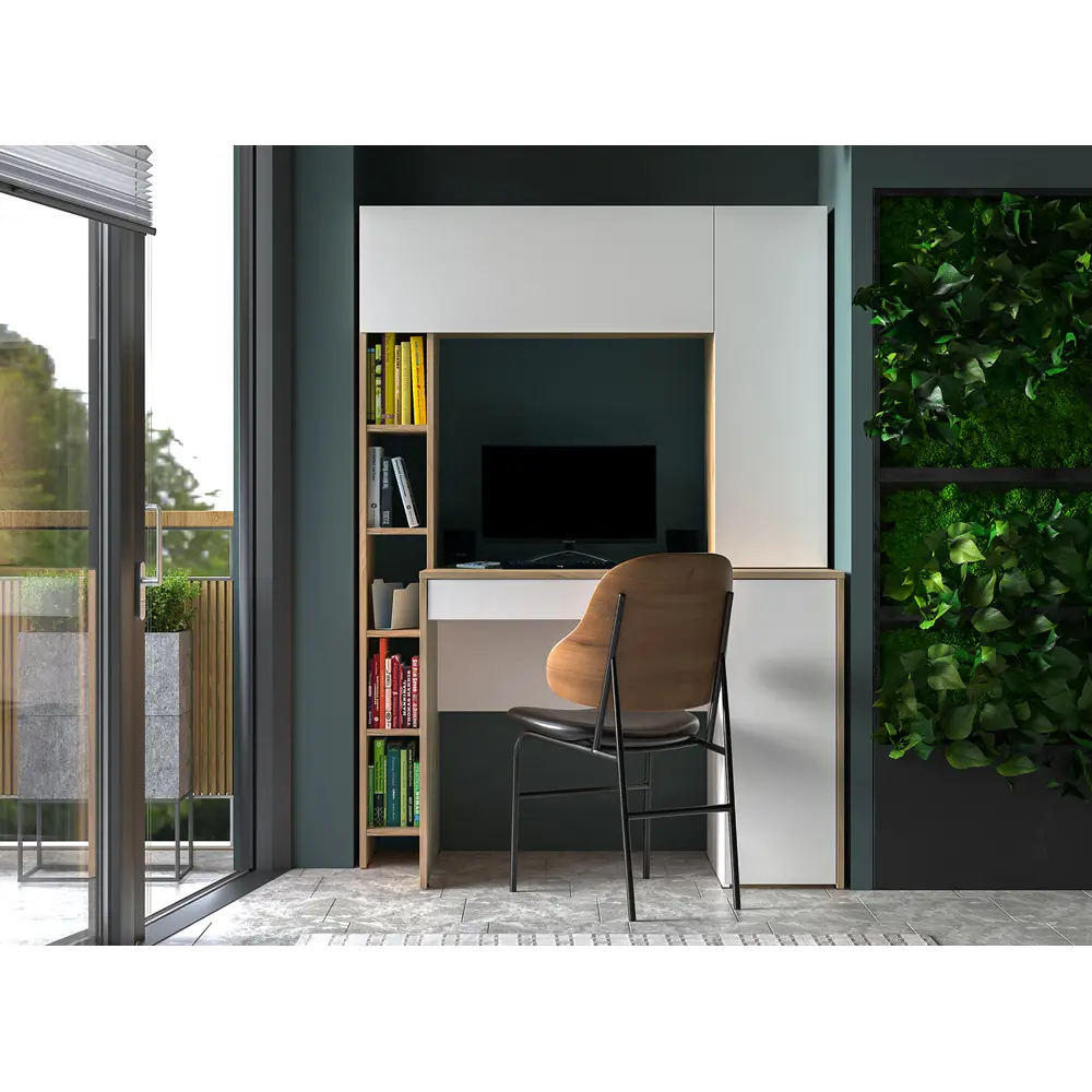 Фото 4 Стол компьютерный Mobi Комфорт 12.71 117x165x60 см ЛДСП цвет дуб сонома/белый Фото 4 Стол компьютерный Mobi Комфорт 12.71 117x165x60 см ЛДСП цвет дуб сонома/белый