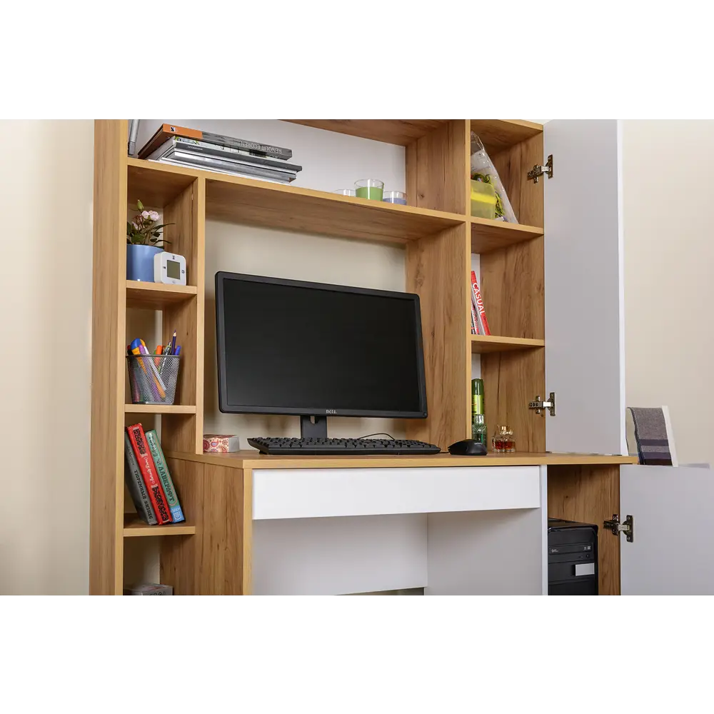 Фото 7 Стол компьютерный Mobi Комфорт 12.71 117x165x60 см ЛДСП цвет дуб золотой/белый Фото 7 Стол компьютерный Mobi Комфорт 12.71 117x165x60 см ЛДСП цвет дуб золотой/белый