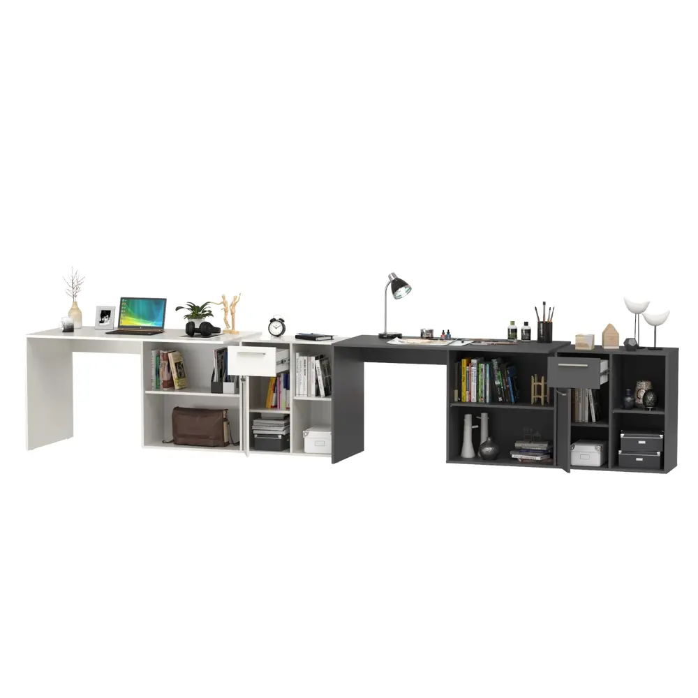 Фото 2 Стол-трансформер письменный Mobi Лайт 407x75x68 см ЛДСП цвет белый шагрень/тёмно-серый 2 шт. Фото 2 Стол-трансформер письменный Mobi Лайт 407x75x68 см ЛДСП цвет белый шагрень/тёмно-серый 2 шт.