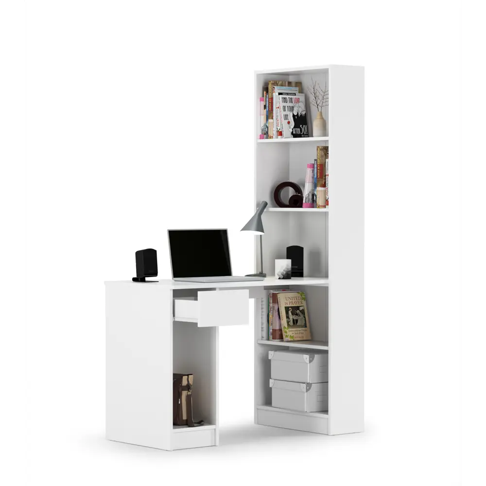 Фото 2 Стол компьютерный со шкафом Mobi Лайт 115x179x58 см ЛДСП цвет белый гладкий