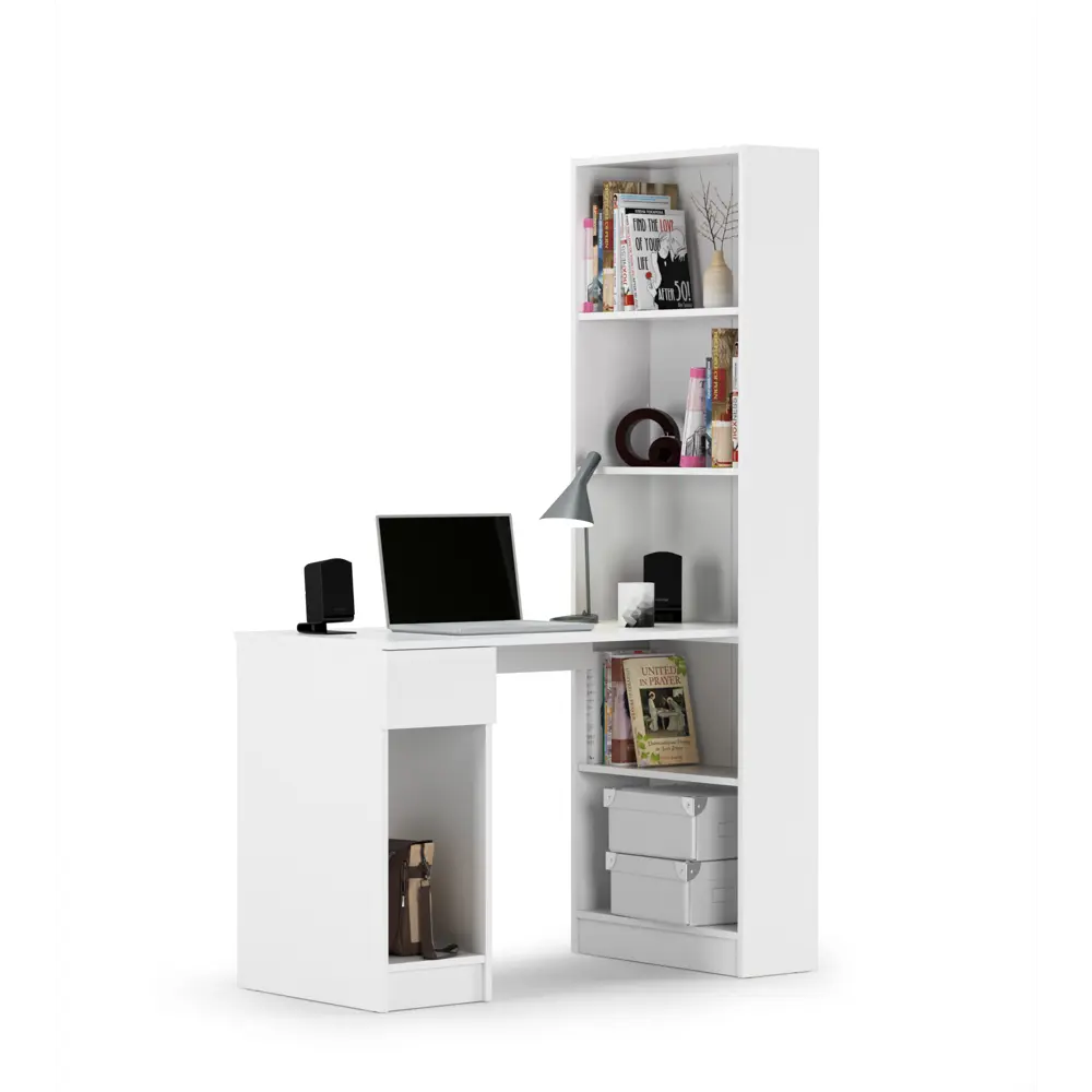 Фото Стол компьютерный со шкафом Mobi Лайт 115x179x58 см ЛДСП цвет белый гладкий