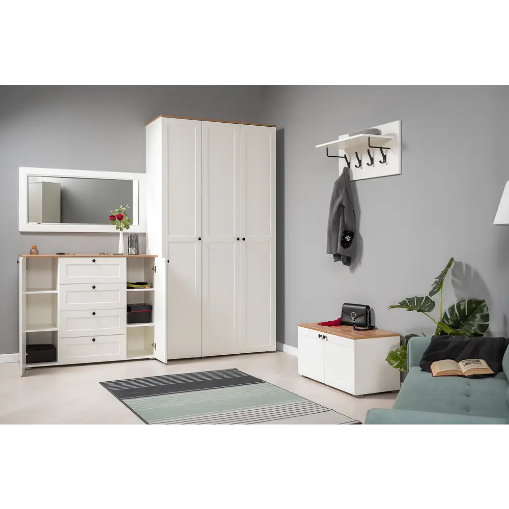 Фото 10 Комод Mobi Остин 16.221-бз 4 ящика 120х42х99 см лдсп цвет белый шагрень/дуб крафт золотой