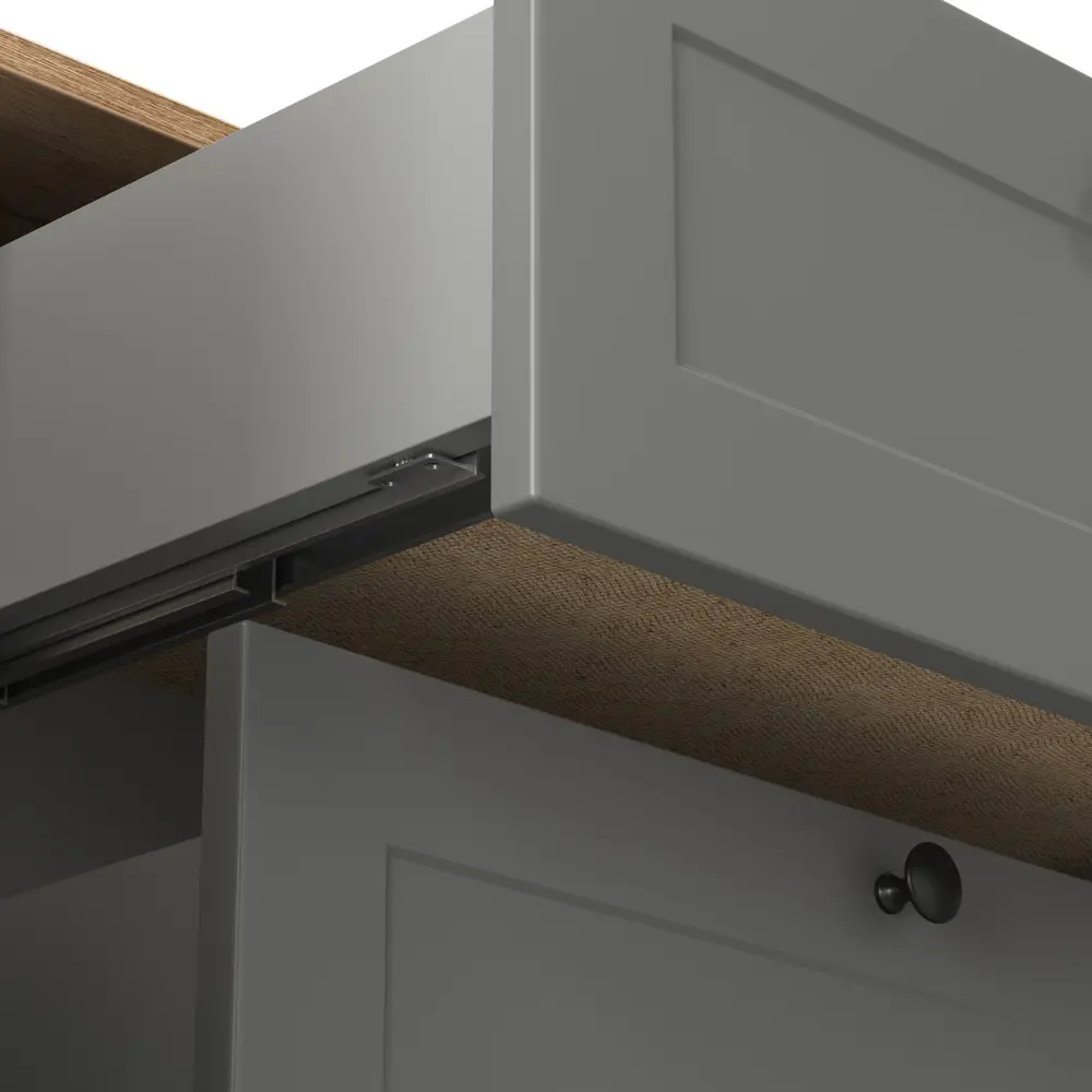 Фото 6 Комод Mobi Остин 16.221-гз 4 ящика 120х42х99 см ЛДСП цвет серый графит/дуб крафт золотой