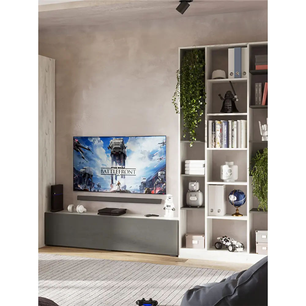 Фото 3 Стеллаж Росток Кент 15 полок 94x210x28 см ЛДСП цвет дуб крафт белый/антрацит Фото 3 Стеллаж Росток Кент 15 полок 94x210x28 см ЛДСП цвет дуб крафт белый/антрацит