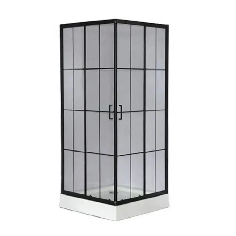 Фото Душевое ограждение Ceruttispa MUZA90N 90x90x195см без поддона профиль черный стекло принт Фото Душевое ограждение Ceruttispa MUZA90N 90x90x195см без поддона профиль черный стекло принт