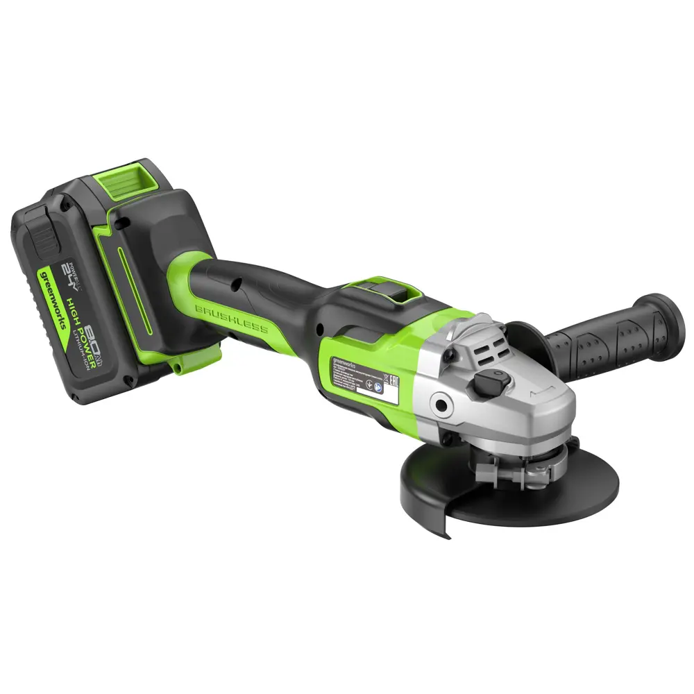 Фото 6 УШМ аккумуляторная бесщеточная Greenworks GD24AG 24 В Li-Ion 1x8 Ач, 125 мм Фото 6 УШМ аккумуляторная бесщеточная Greenworks GD24AG 24 В Li-Ion 1x8 Ач, 125 мм