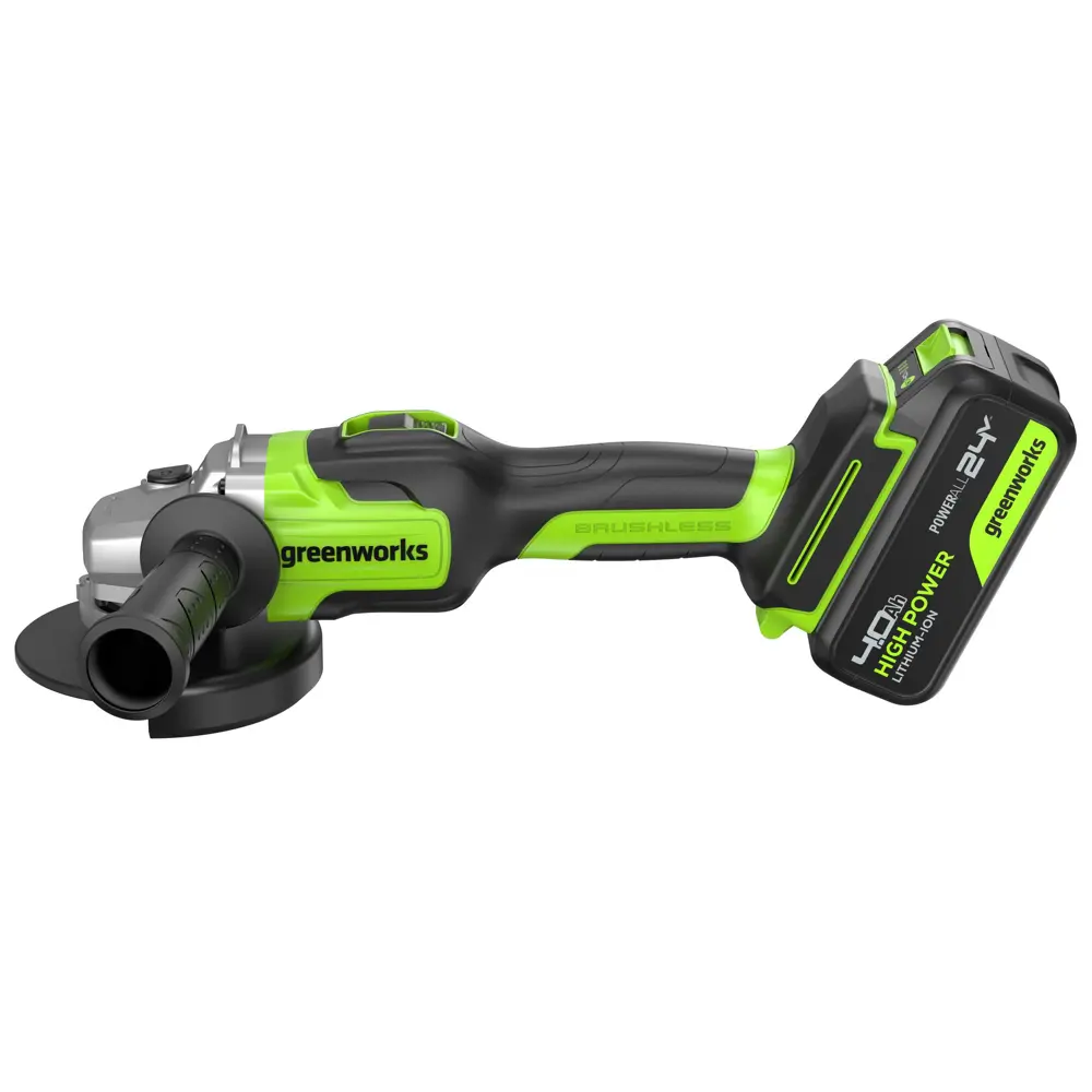 Фото 4 УШМ аккумуляторная бесщеточная Greenworks GD24AG 24 В Li-Ion 1x4 Ач, 125 мм Фото 4 УШМ аккумуляторная бесщеточная Greenworks GD24AG 24 В Li-Ion 1x4 Ач, 125 мм