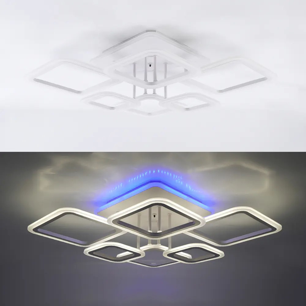 Фото 8 Люстра потолочная светодиодная Estares с пультом управления 18 м² регулируемый цвет света RGB цвет белый Фото 8 Люстра потолочная светодиодная Estares с пультом управления 18 м² регулируемый цвет света RGB цвет белый