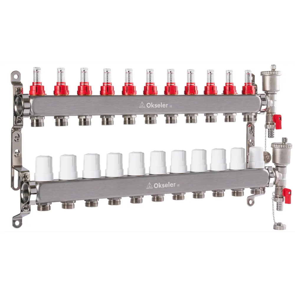 Фото 5 Коллекторная группа с расходомерами Okseler Oks00349 1"x3/4" евроконус 11 выходов нержавеющая сталь Фото 5 Коллекторная группа с расходомерами Okseler Oks00349 1"x3/4" евроконус 11 выходов нержавеющая сталь