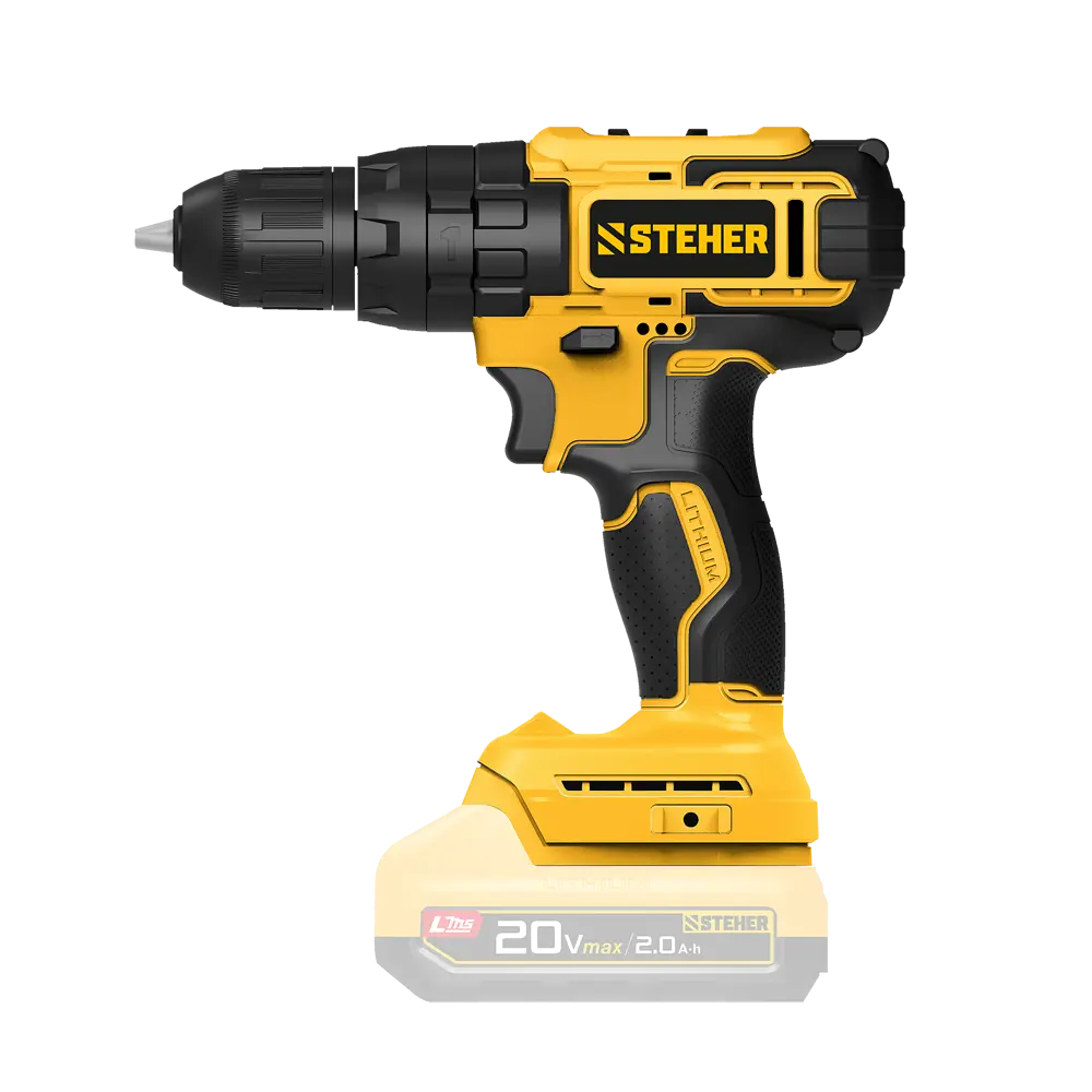 Фото 2 Дрель-шуруповерт аккумуляторная ударная Steher CDS-40, 20 В Li-Ion без АКБ и ЗУ