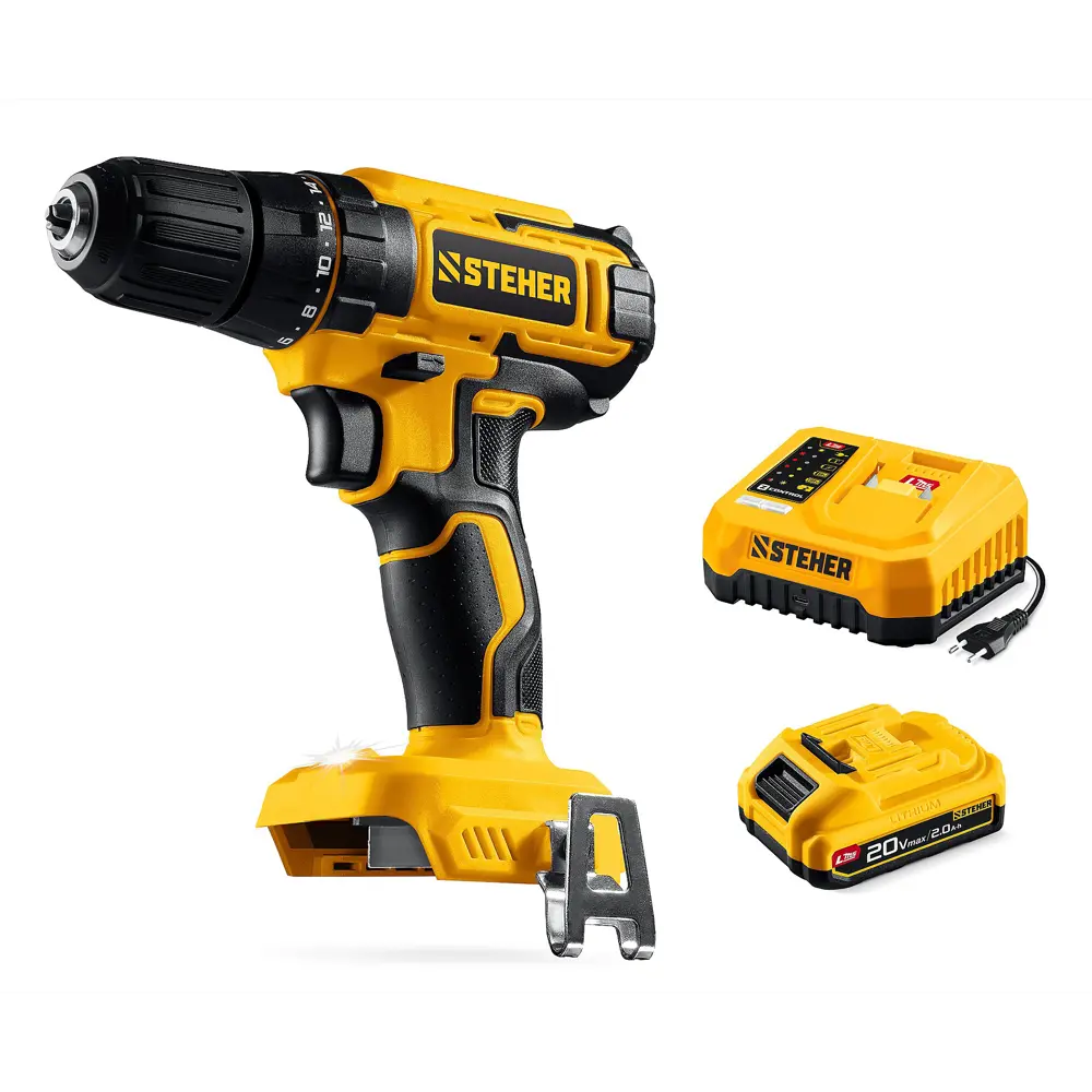 Фото Дрель-шуруповерт аккумуляторная Steher CD-40-21, 20 В Li-Ion 1x2 Ач