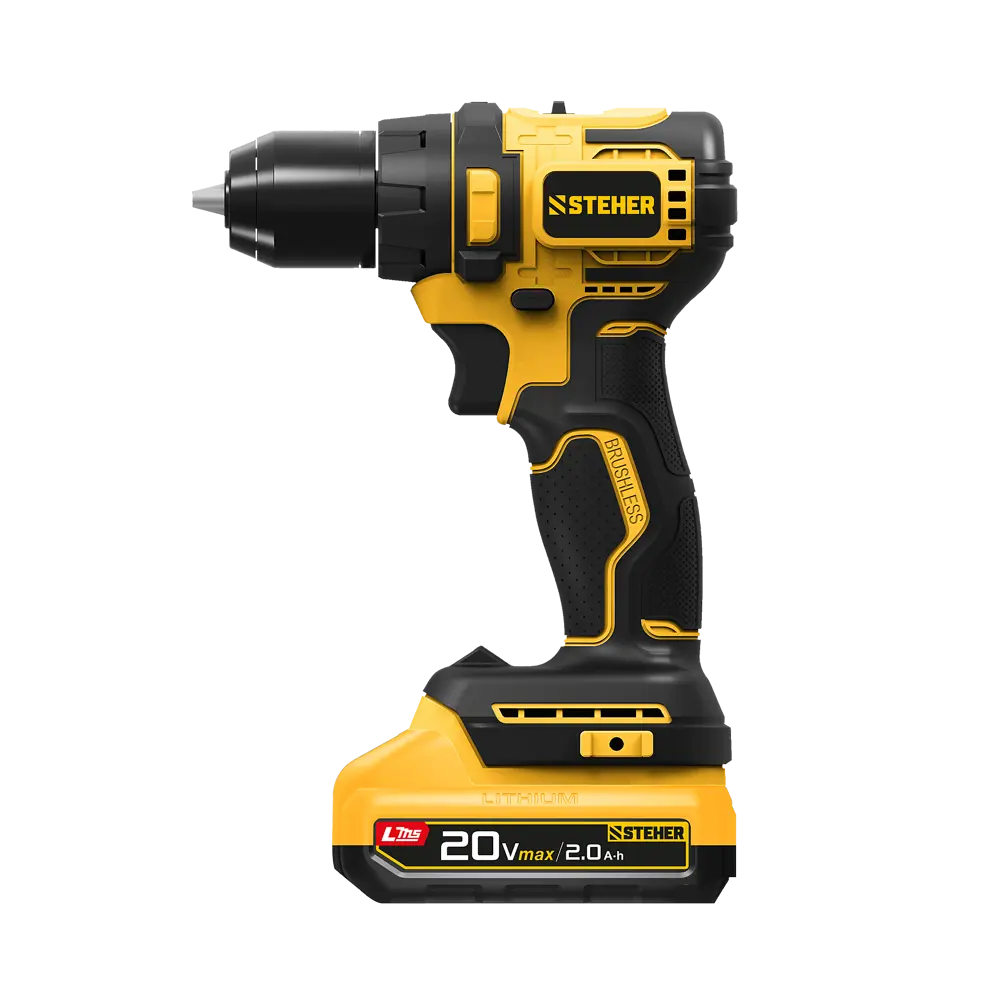 Фото 2 Дрель-шуруповерт аккумуляторная бесщеточная Steher CB-45-21, 20 В Li-Ion 1x2 Ач