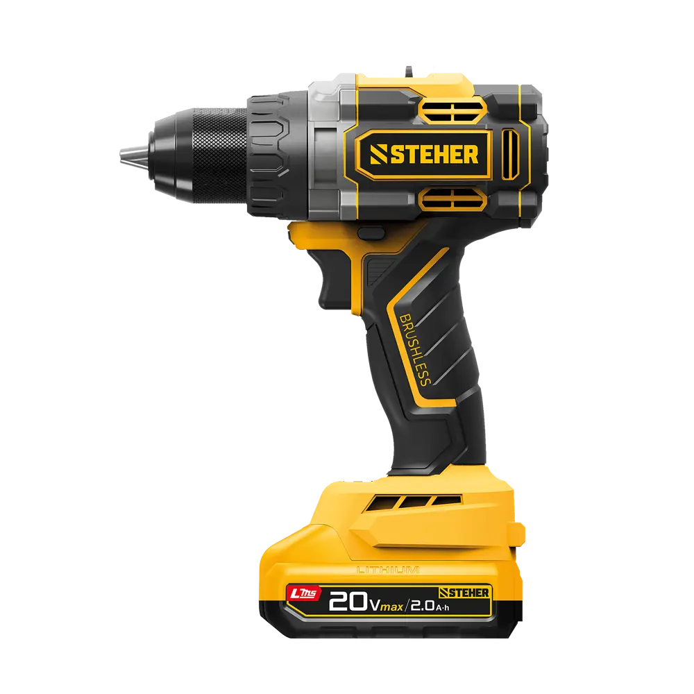 Фото Дрель-шуруповерт аккумуляторная бесщеточная Steher CB-165-21, 20 В Li-Ion 1x2 Ач